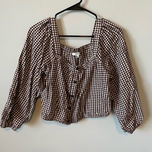 Madewell Red Puff Sleeve Crop Top